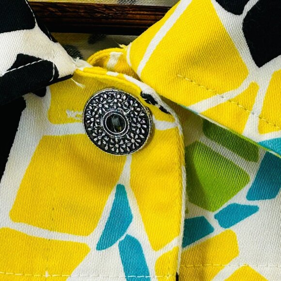 Vintage Life Style Geometric Button Down Jacket Size Petite M Cotton Boho Size M - Picture 3 of 12